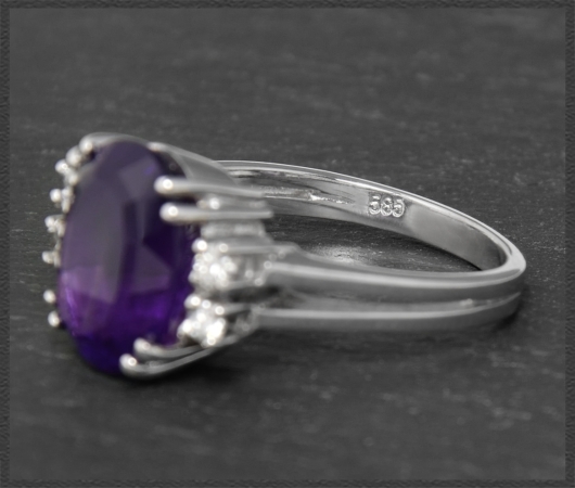 Diamant & Amethyst 4,70ct Ring aus 585 Weißgold