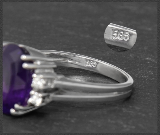 Diamant & Amethyst 4,70ct Ring aus 585 Weißgold