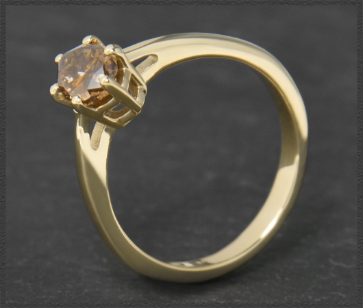 Diamant Ring mit 1,04ct in Cognac-Braun, 585 Gold