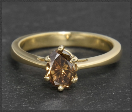 Diamant Ring mit 1,04ct in Cognac-Braun, 585 Gold