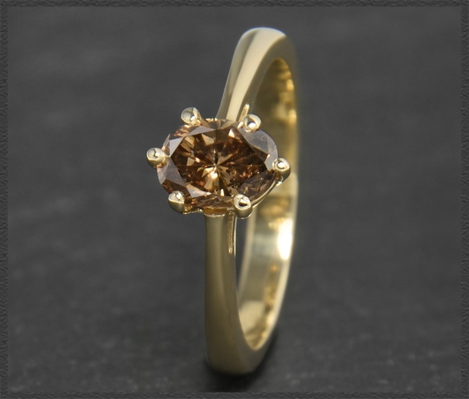 Diamant Ring mit 1,04ct in Cognac-Braun, 585 Gold