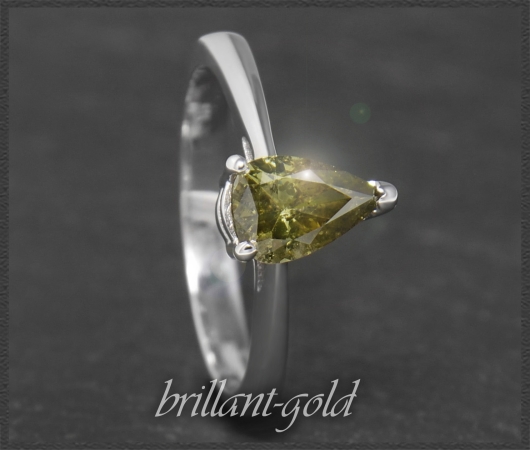 Diamant Ring mit 0,86ct, natürliche Farbe olivgrün