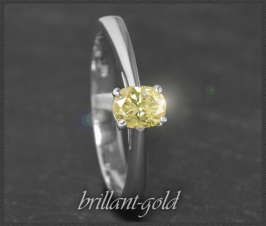 Diamant Ring 0,49ct Fancy Yellow gelb, 585 Weißgold