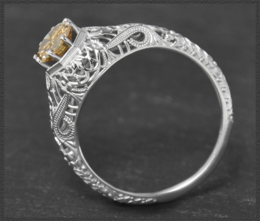 Brillant Ring, 0,72ct in cognac champagner, 585 Gold