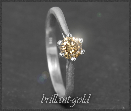 Diamant Ring, 0,31ct cognac Brillant, 585 Gold Solitär