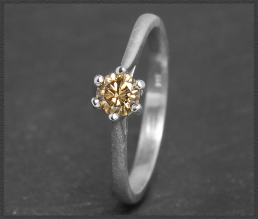 Diamant Ring, 0,31ct cognac Brillant, 585 Gold Solitär