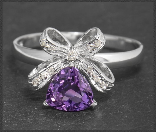 Diamant & Amethyst Cocktail Ring, 585 Weißgold