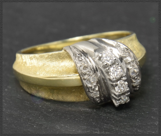 Vintage 0,25ct Diamant Ring, Gelbgold & Weißgold