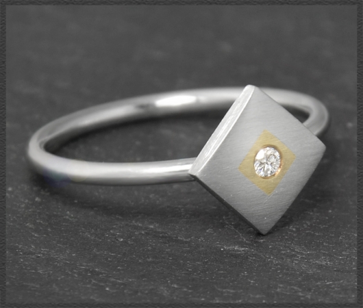 Diamant Ring, Designer Schmuck aus Platin & Gold