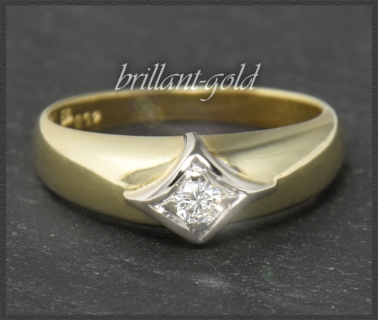 Diamant Ring 0,12ct Solitär, 585 Gold, Vintage