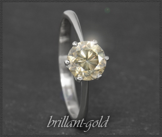 Diamant Solitär Ring, 1,34ct champagner, 585 Gold