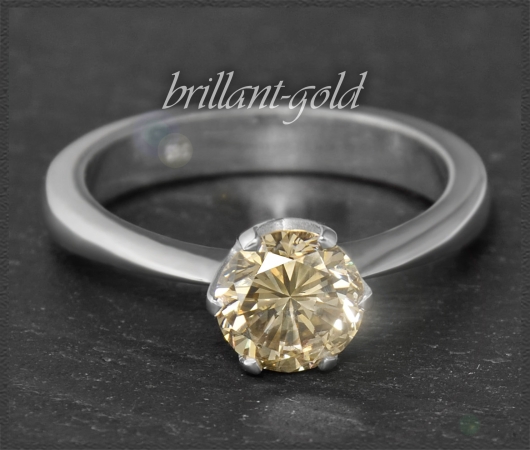 Diamant Ring, 1,27ct champagner Brillant, 585 Weißgold