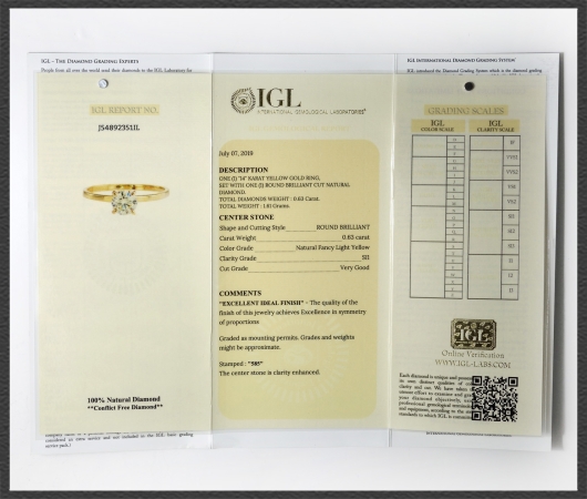 Brillant Ring 585 Gold; 0,63ct, Si1; IGL Zertifikat
