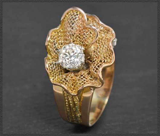 Vintage Ring mit 1,70ct Diamanten, 1,45ct Solitär, 750 Gold