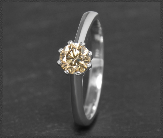 Diamant Ring, 0,55ct Brillant in champagner, 585 Gold