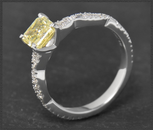 Diamant Ring mit 1,54ct, gelber 1,10ct Solitär, 750 Gold