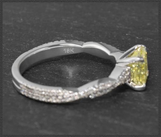 Diamant Ring mit 1,54ct, gelber 1,10ct Solitär, 750 Gold