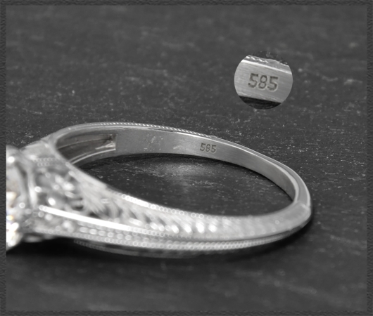 Diamant Jugendstil Design Ring, 1ct Solitär, 585 Gold