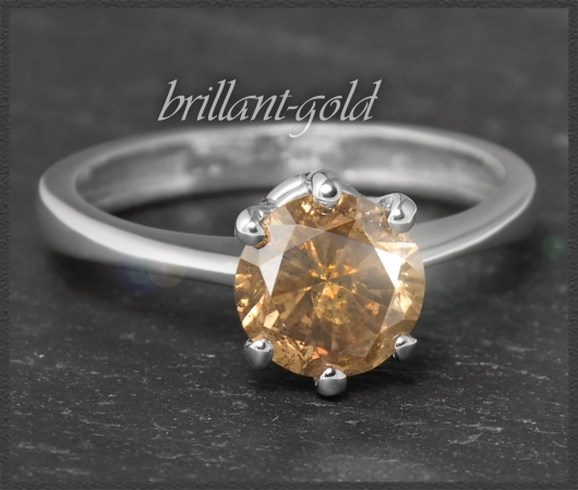 Diamant Ring,1,70ct cognac Brillant, 585 Weißgold