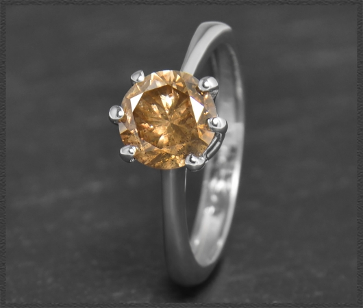 Diamant Ring,1,70ct cognac Brillant, 585 Weißgold