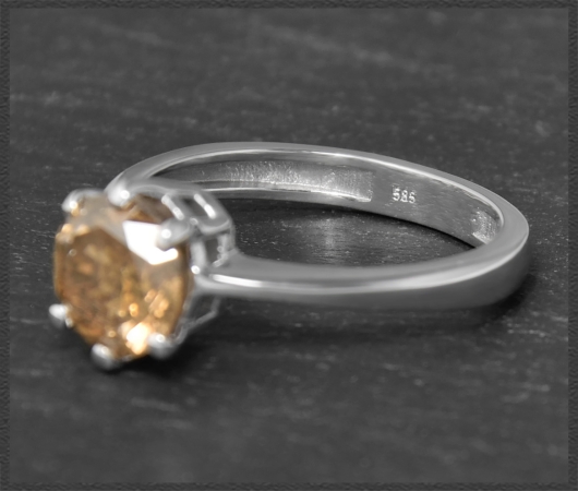Diamant Ring,1,70ct cognac Brillant, 585 Weißgold