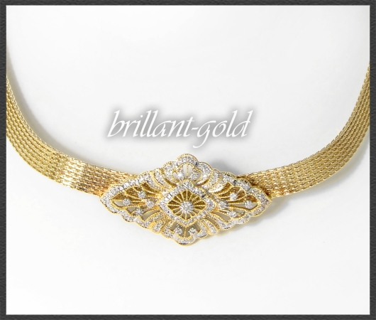 Diamant Collier, 1ct Brillanten, 585 Gelbgold, Vintage