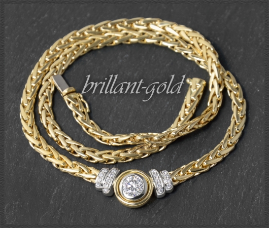 Diamant Collier mit 1,45ct, Solitär 1,12ct, 750 Gold