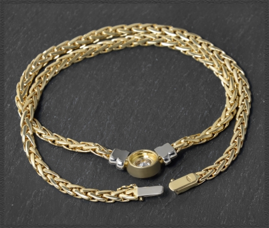 Diamant Collier mit 1,45ct, Solitär 1,12ct, 750 Gold