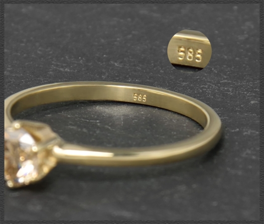 Ring mit 0,60ct Brillant in champagner, 585 Gelbgold