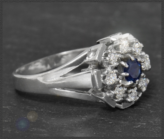Vintage 0,93ct Saphir & Diamant Ring, 585 Gold