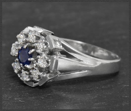 Vintage 0,93ct Saphir & Diamant Ring, 585 Gold