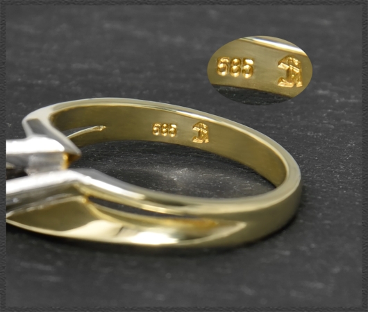 Ring, lupenreiner 0,24ct Brillant, 585 Gold, Vintage