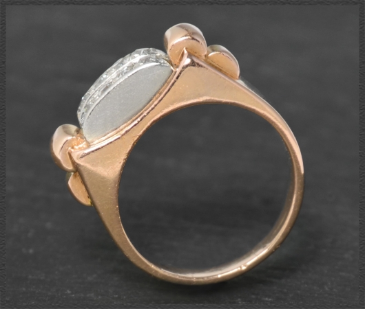 Antiker "tank ring", 0,64ct Diamanten, Gold & Platin