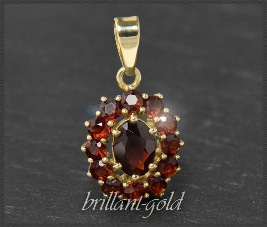 Gold Granat Anhänger mit 1,90ct, 333 Gelbgold