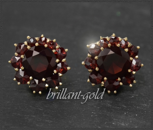Ohrclips, 6,40ct rote Granate, 333 Gelbgold, Vintage