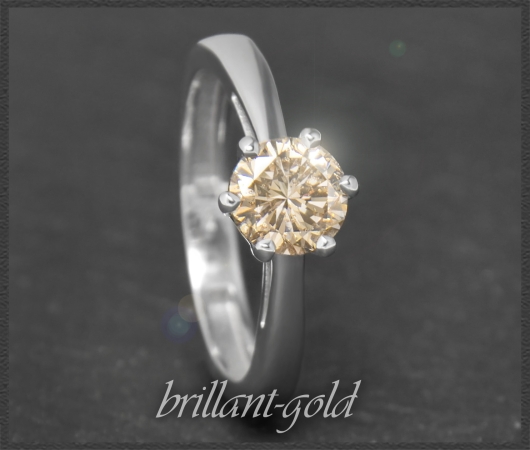 Diamant Solitär Ring, 1,10ct champagner Brillant