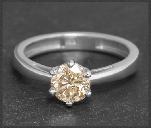 Diamant Solitär Ring, 1,10ct champagner Brillant