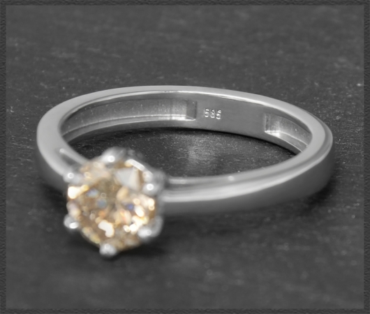 Diamant Solitär Ring, 1,10ct champagner Brillant