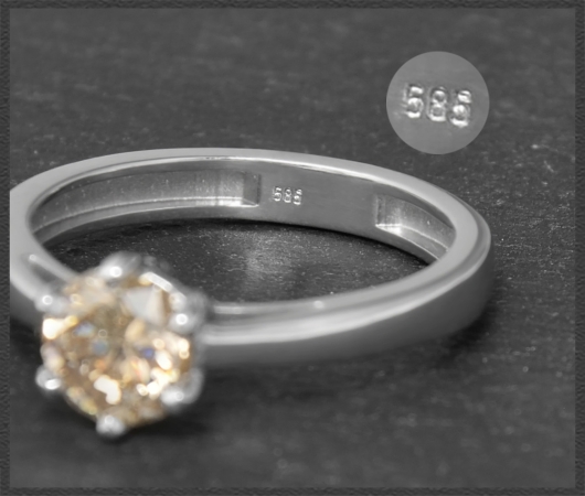 Diamant Solitär Ring, 1,10ct champagner Brillant
