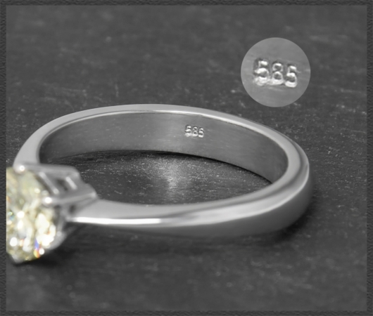 Diamant Solitär Ring, 0,75ct zart gelb, 585 Weißgold