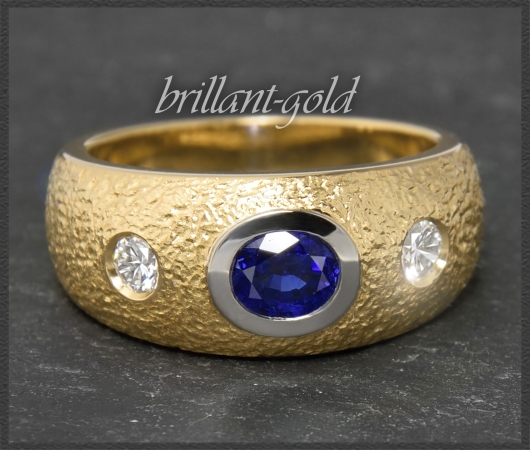 Diamant & Saphir Ring mit 1,12ct, 750 Gold Allianzring