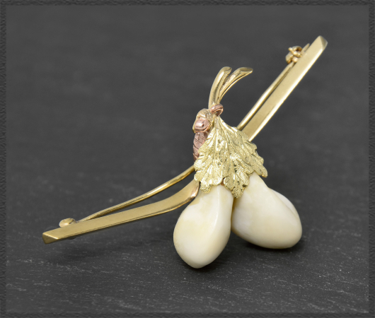 Brosche aus 333 Gold, Grandel Trachtenschmuck