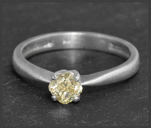 Diamant Ring, 0,62ct Fancy Yellow gelb, 585 Weißgold