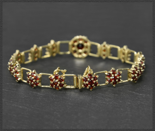 Granat & 585 Gold Armband mit 7,90ct, Vintage