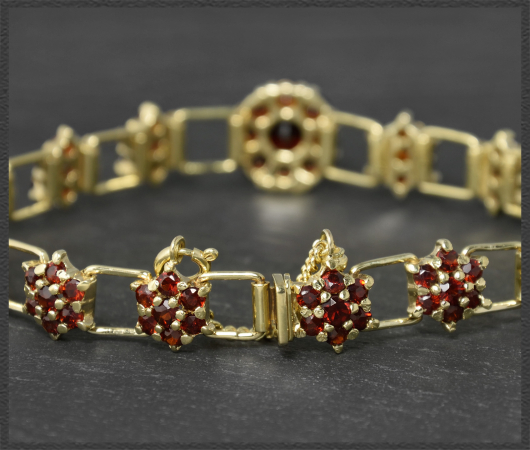 Granat & 585 Gold Armband mit 7,90ct, Vintage