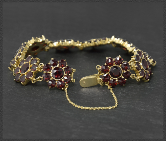 Granat Armband, 27ct Edelsteine, 333 Gold, Vintage