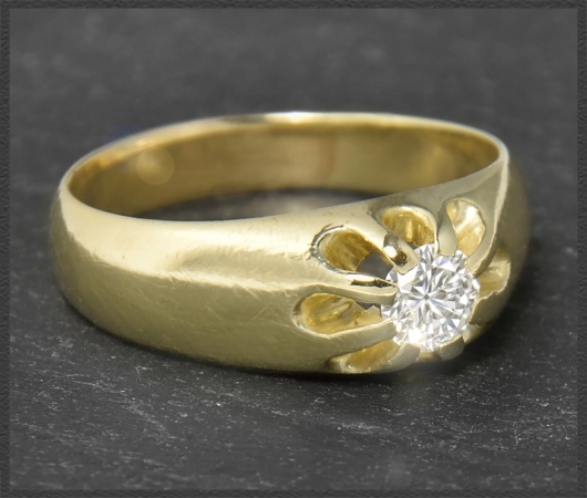 Ring mit 0,43ct Brillant Solitär, 585 Gelbgold, Antik