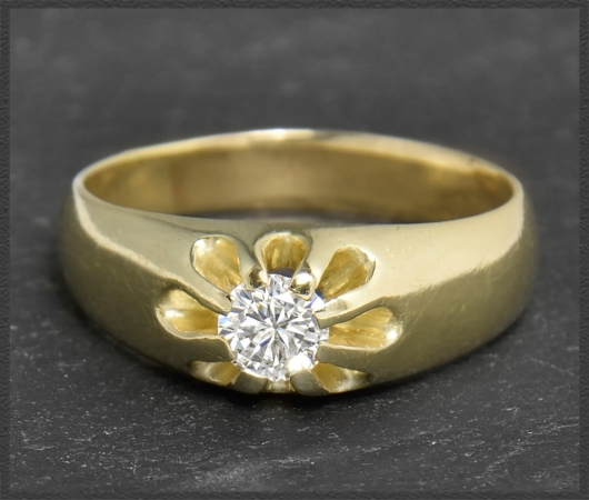 Ring mit 0,43ct Brillant Solitär, 585 Gelbgold, Antik