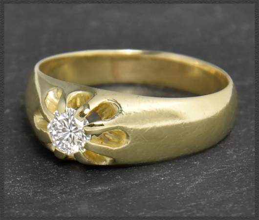 Ring mit 0,43ct Brillant Solitär, 585 Gelbgold, Antik