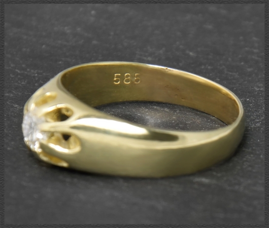 Ring mit 0,43ct Brillant Solitär, 585 Gelbgold, Antik